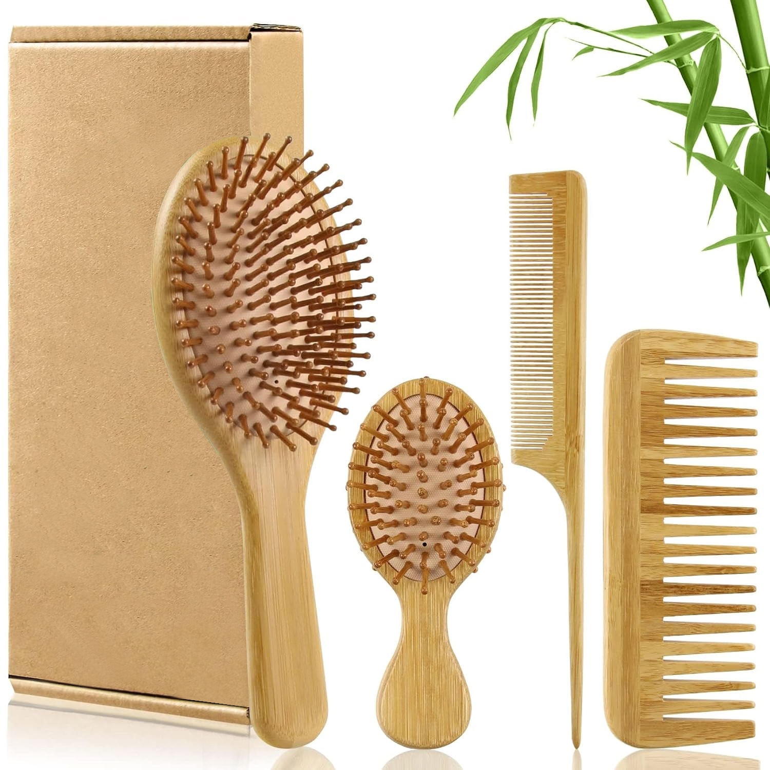 Bamboo Hair Brush Comb Set for - огляд і ціна Bamboo Hair Brush